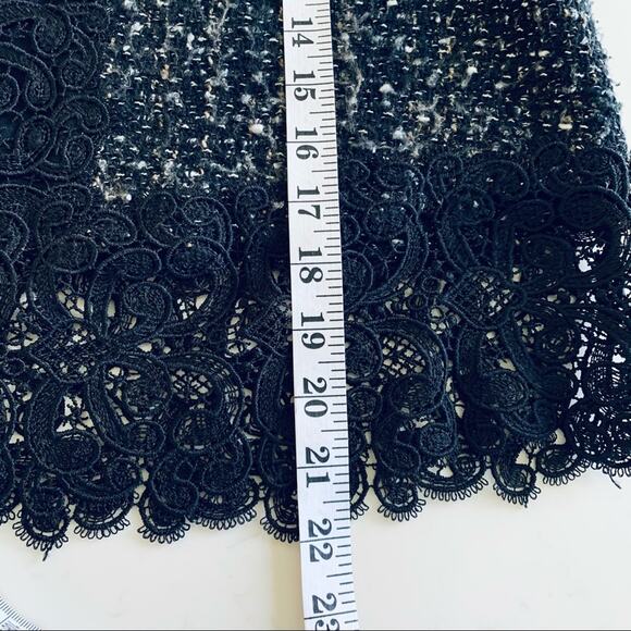 Zara speckled tweed raw edge lace detail top size Large - Picture 14 of 14